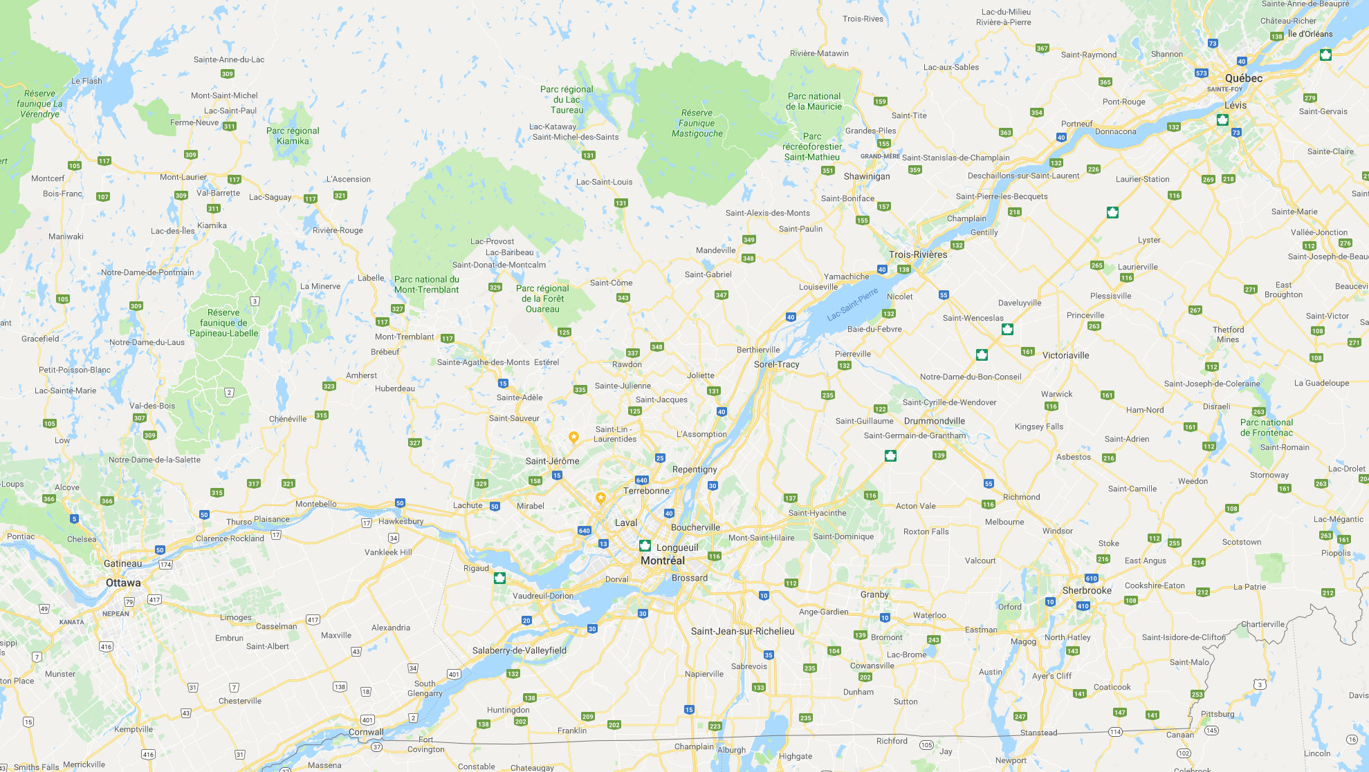 Carte du territoire couvert par Patio Design inc.